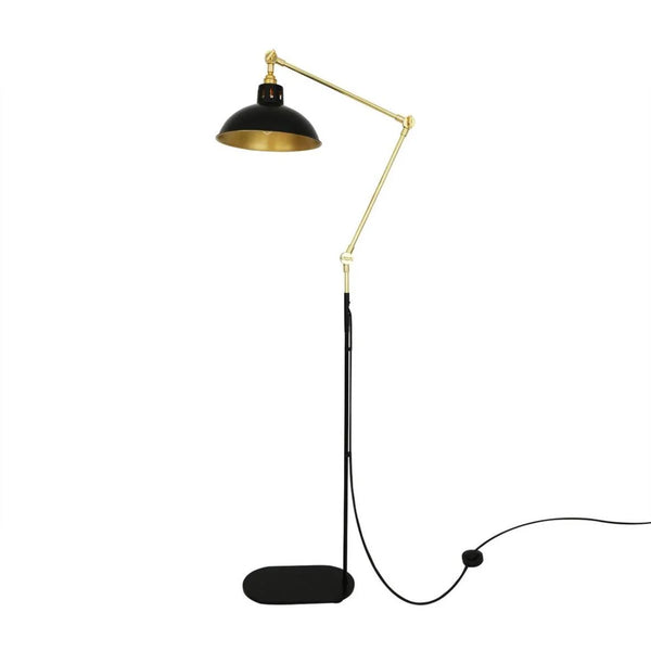 Mullan Senglea Adjustable Floor Lamp — Polished Brass & Matt Black