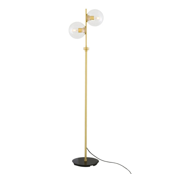 Mullan Madison Glass Globe Floor Lamp — Matt Black & Antique Brass
