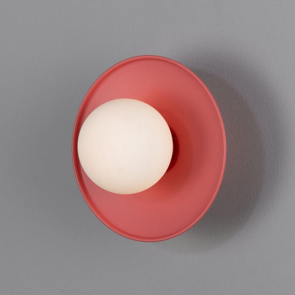 Mullan Aosta Brass Disc Wall Light with Glass Globe, IP65 — Antique Brass