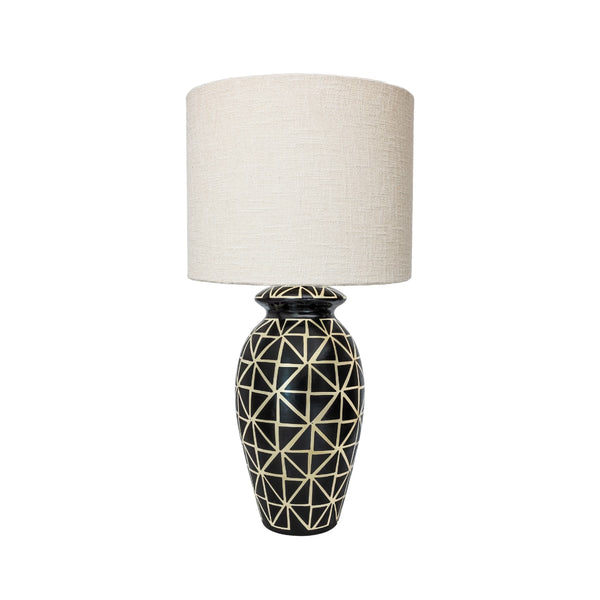 Siddeley Ceramics at Soho Lighting Tall Burtii Hand-Painted Ceramic Table Lamp — Volcanic Clay