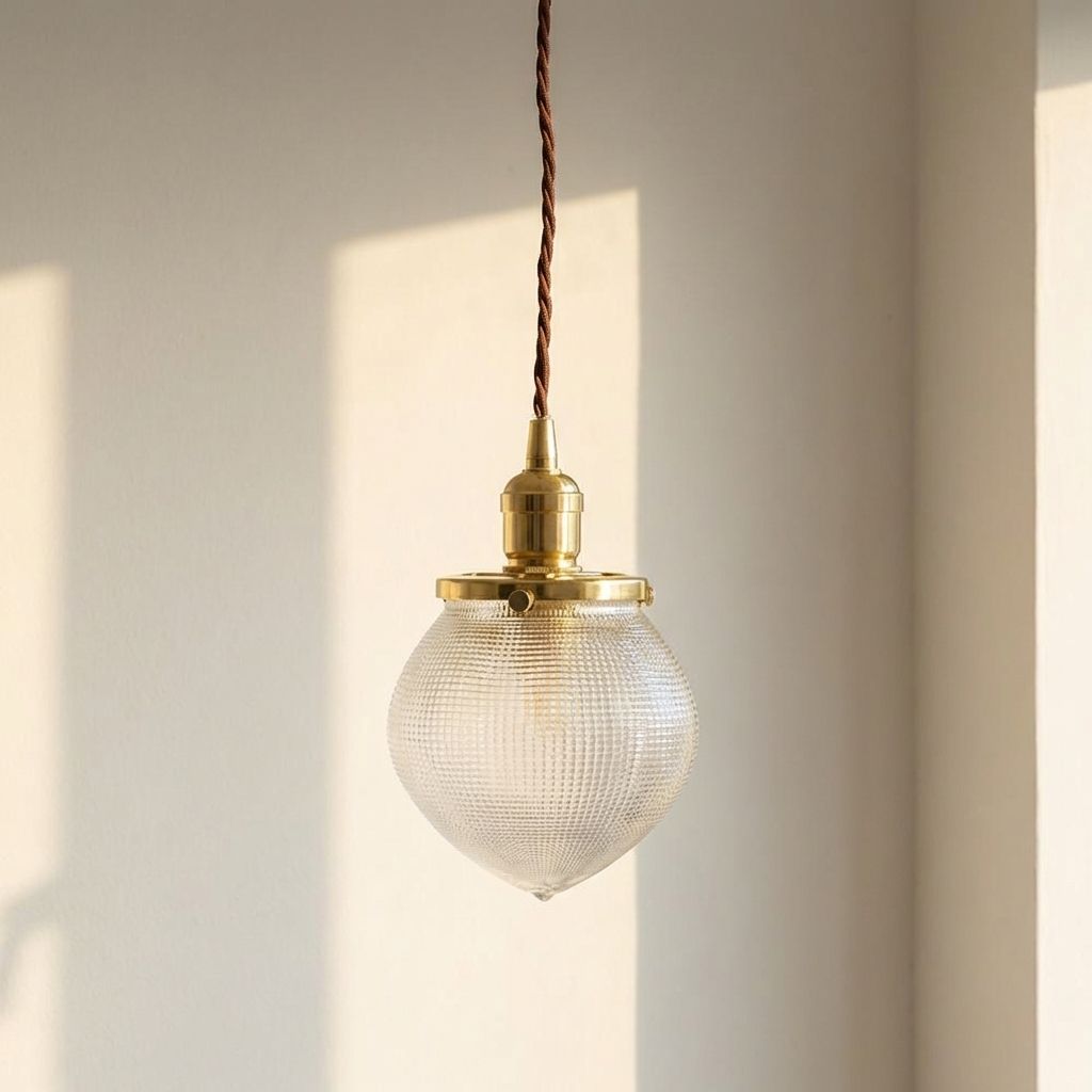 Hollen Acorn Polished Brass Prismatic Glass Pendant