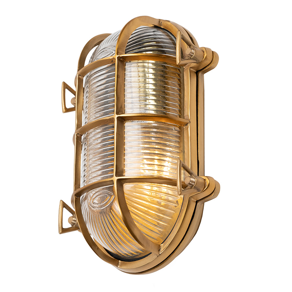 Flaxman IP65 Outdoor & Bathroom Lacquered Solid Brass Bulkhead Wall Light