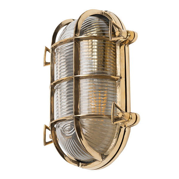 Flaxman IP65 Outdoor & Bathroom Polished Solid Brass Bulkhead Wall Light