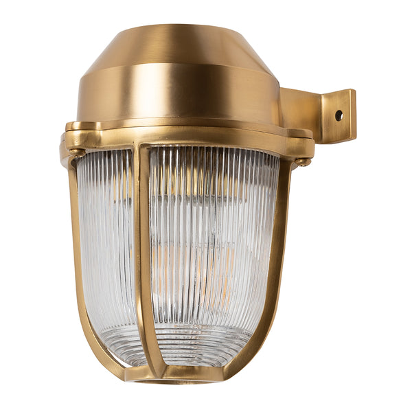 Hopkin IP65 Outdoor & Bathroom Prismatic Glass Lacquered Solid Brass Wall Light
