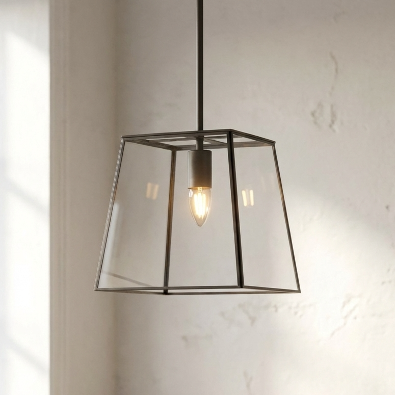 London Geotrapeze Glass Lantern Pendant Small (Fixed Mounting Bar)