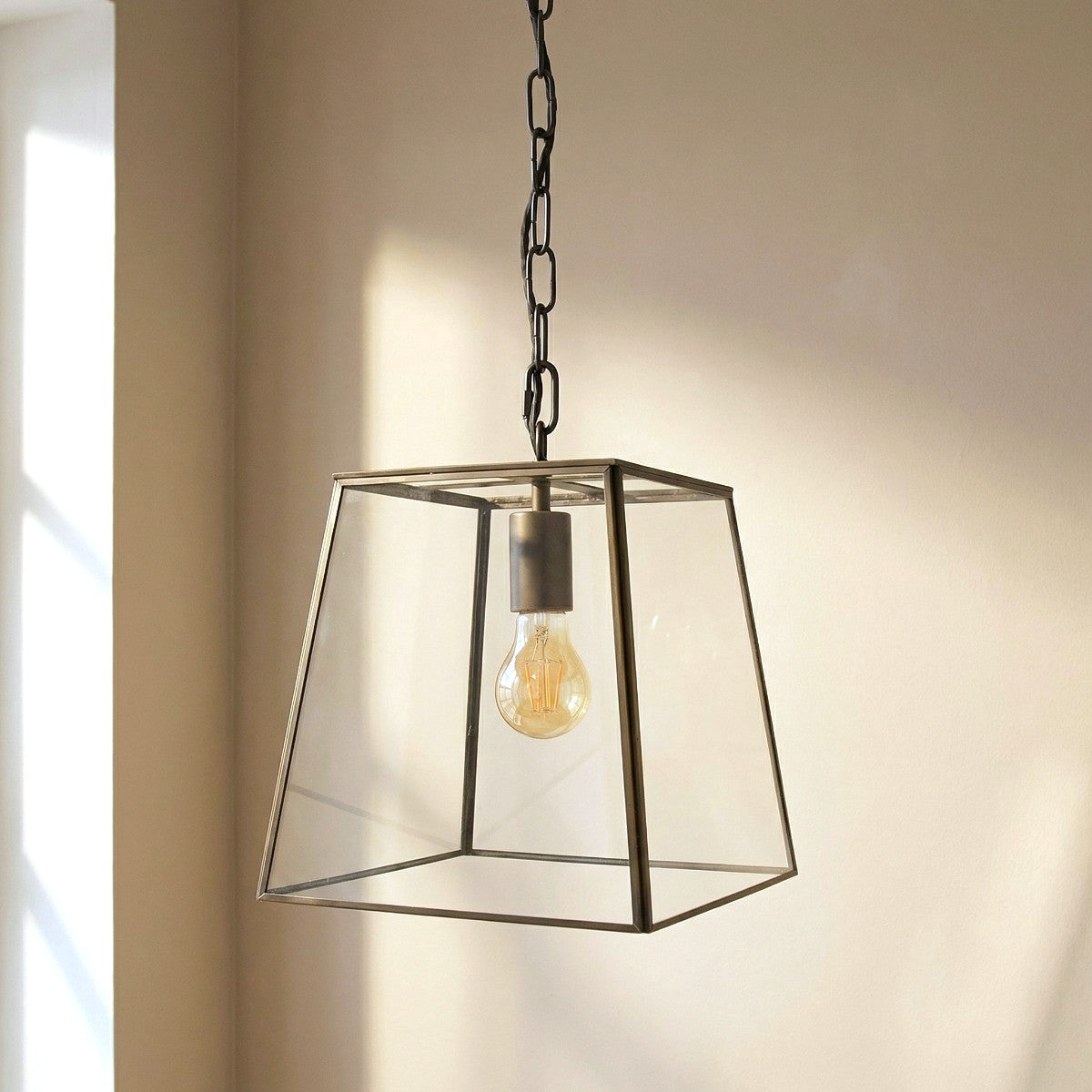 London Geotrapeze Glass Lantern Pendant Small (With Chain)