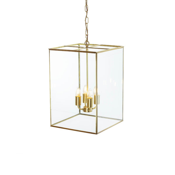 London Lantern Pendant Crossbar Medium Brass