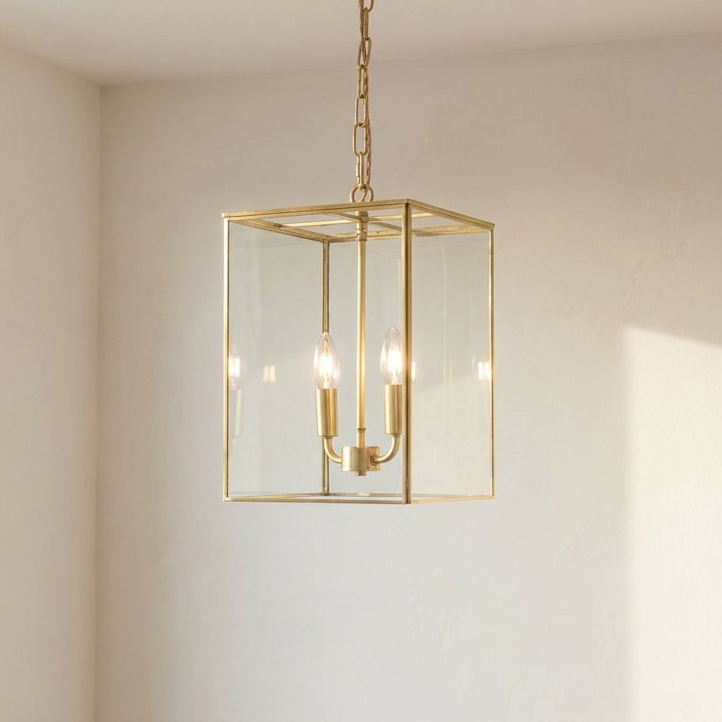 London Lantern Pendant Crossbar Small Brass