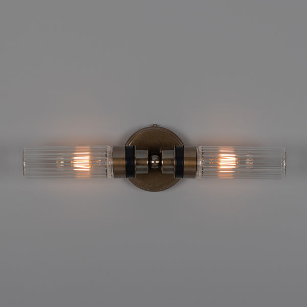 Mullan Severn double tube glass bathroom wall light 47cm