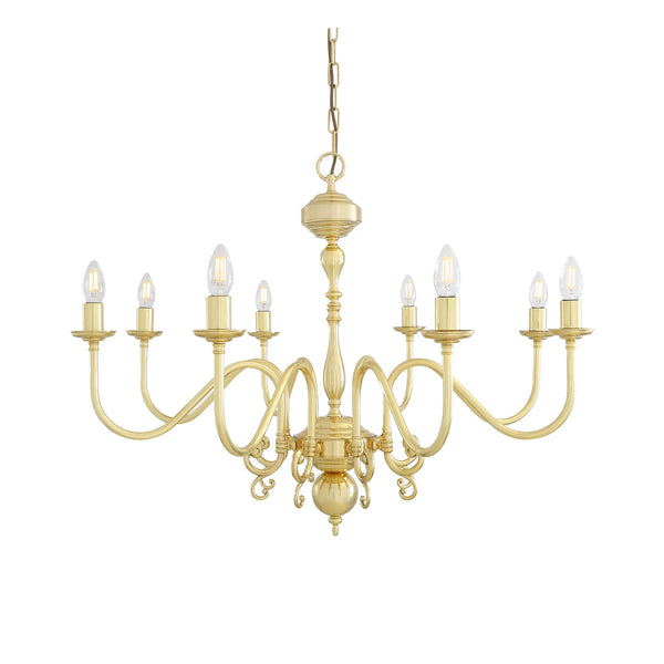 Mullan Flemish 8-Light Candle Chandelier — Antique Brass