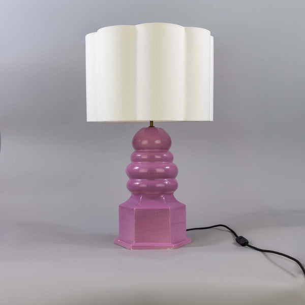 Mullan Safi Small Ceramic Table Lamp with Fabric Shade — Carnation Pink