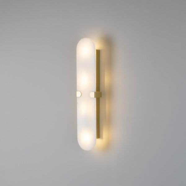 Mullan Lothian Oval Alabaster Bathroom Wall Light — Antique Brass