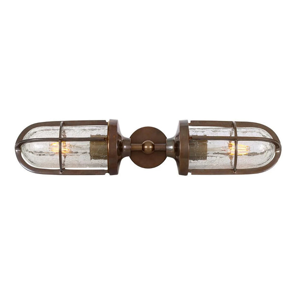Mullan Clayton Double Brass Wall Light — Antique Brass