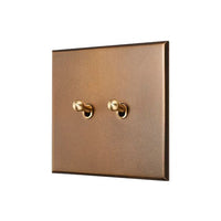 Aged Brass 2 Gang 20A 2 Way Toggle Switch