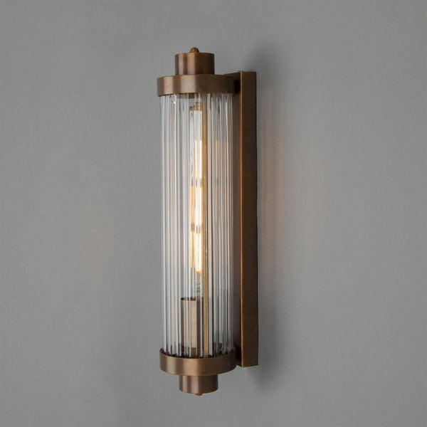 Mullan Louise Rippled-Glass Bathroom Wall Light — Antique Brass