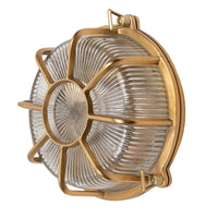 Carlisle Web Prismatic Glass IP65 Lacquered Brass Bulkhead Wall Light