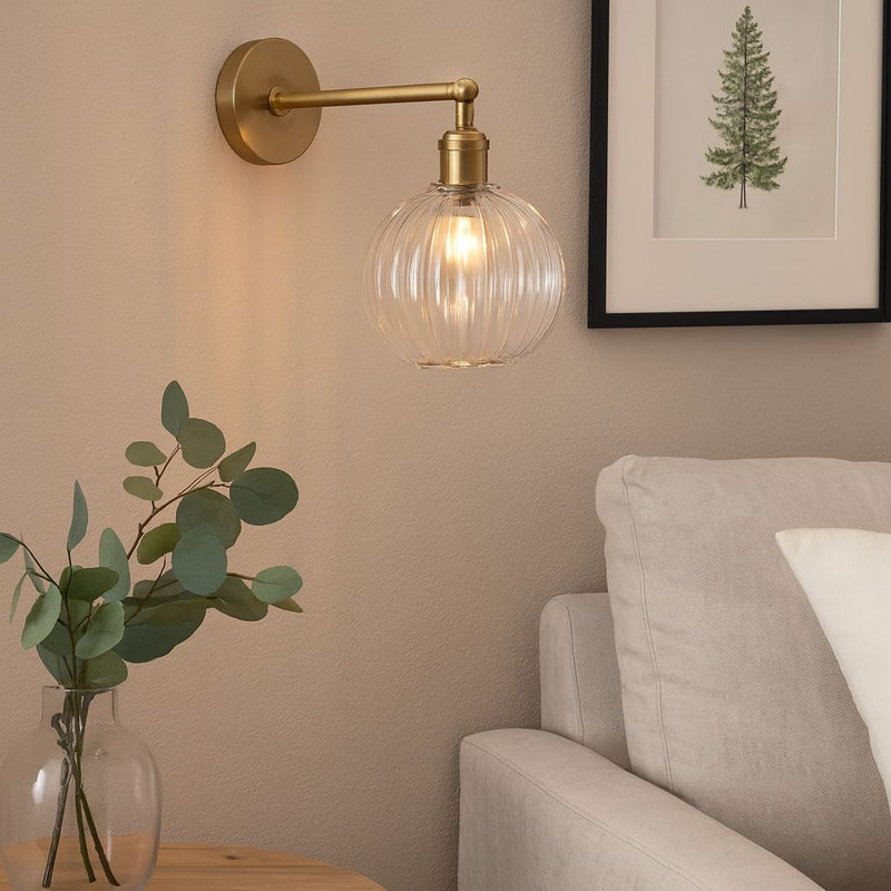 Henley Fluted Globe Glass Wall Light