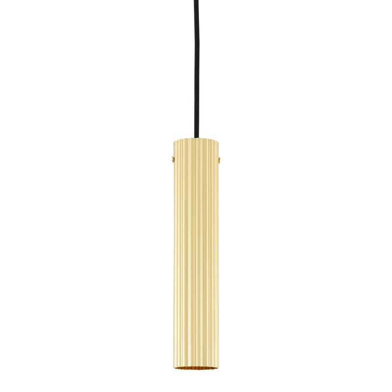 Mullan Royce Slender Reeded Brass Pendant in Polished Brass