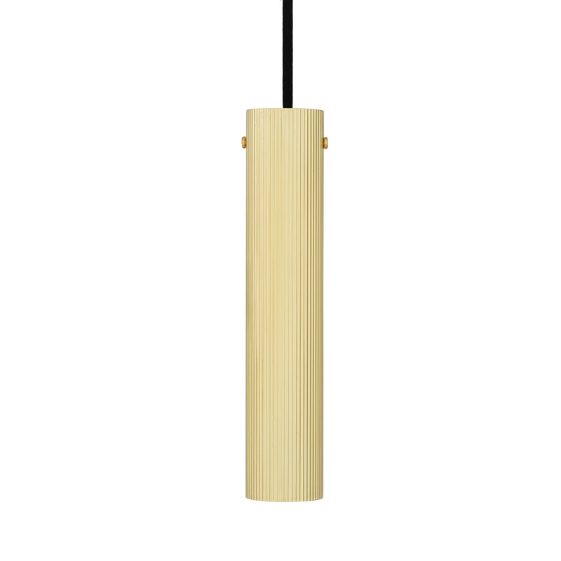Mullan Royce Slender Reeded Brass Pendant in Polished Brass