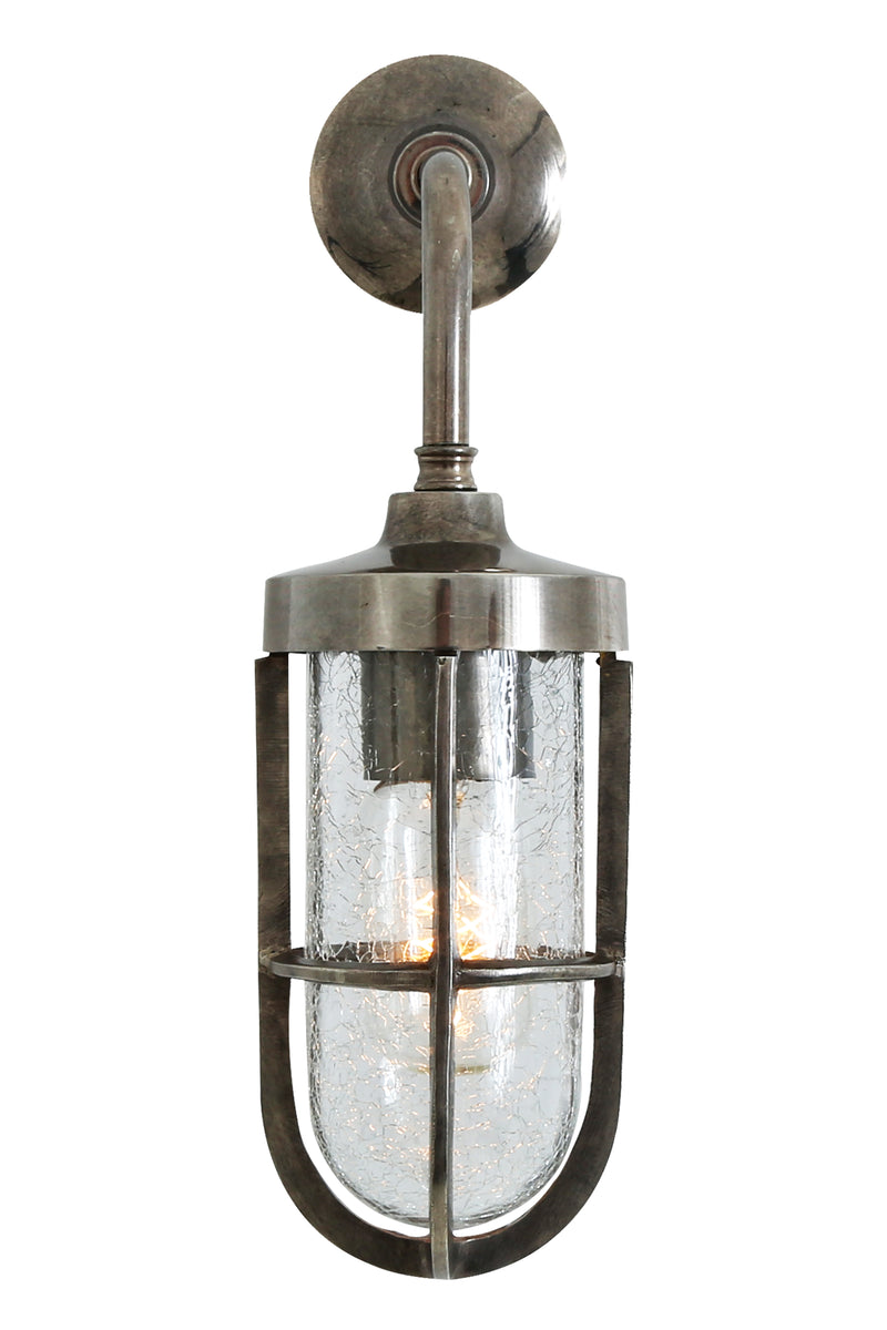 Mullan Carac Industrial Well Glass Wall Light in Antique Silver
