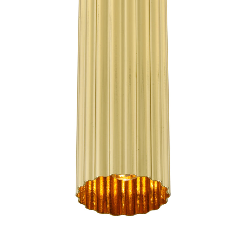 Mullan Royce Slender Reeded Brass Pendant in Polished Brass