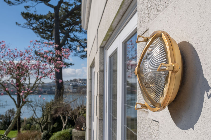 Carlisle Trine IP65 Lacquered Solid Brass Prismatic Glass Wall Light