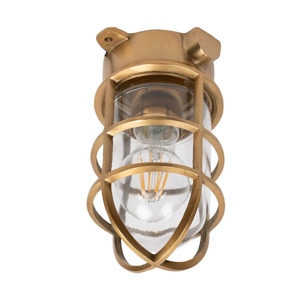 Kemp Grid IP65 Outdoor & Bathroom Lacquered Solid Brass Ceiling Light