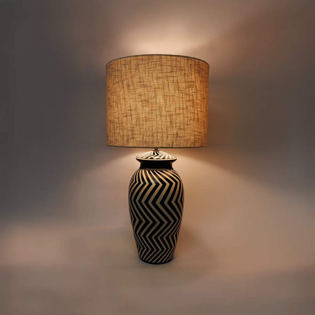 Siddeley Ceramics at Soho Lighting Tall Mombacho Hand-Painted Ceramic Table Lamp — Volcanic Clay