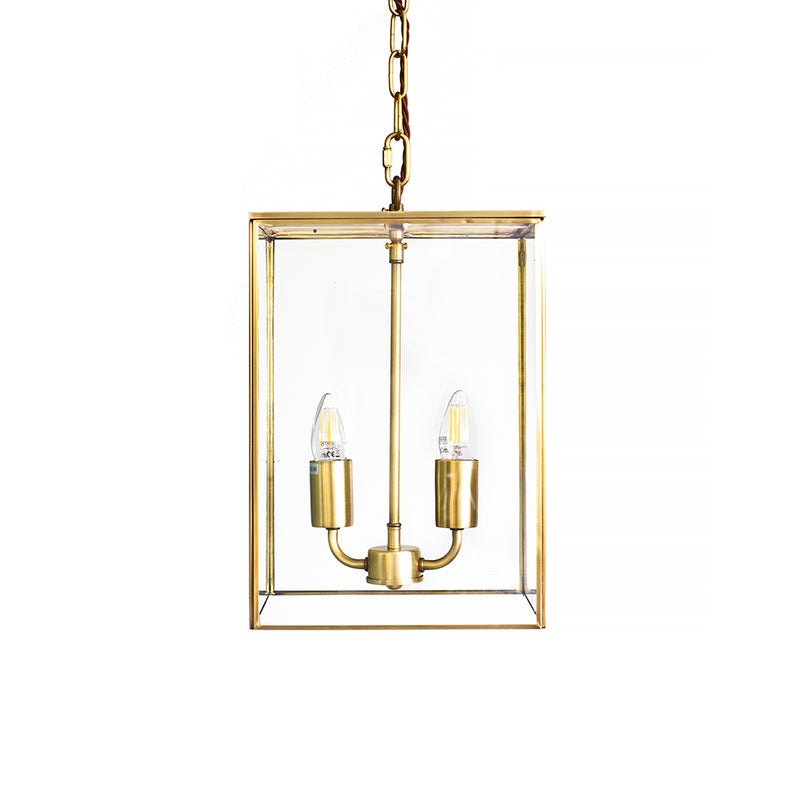 London Lantern Pendant Crossbar Small Brass