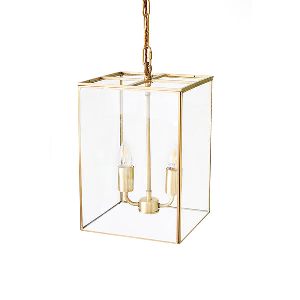 London Lantern Pendant Crossbar Small Brass