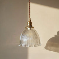 D'Arblay Lacquered Antique Brass Scalloped Prismatic Glass Dome Pendant