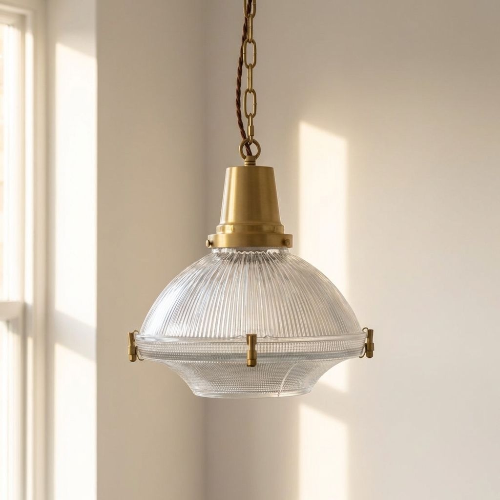 Hollen Lacquered Aged Brass Brimmed Dome Pendant