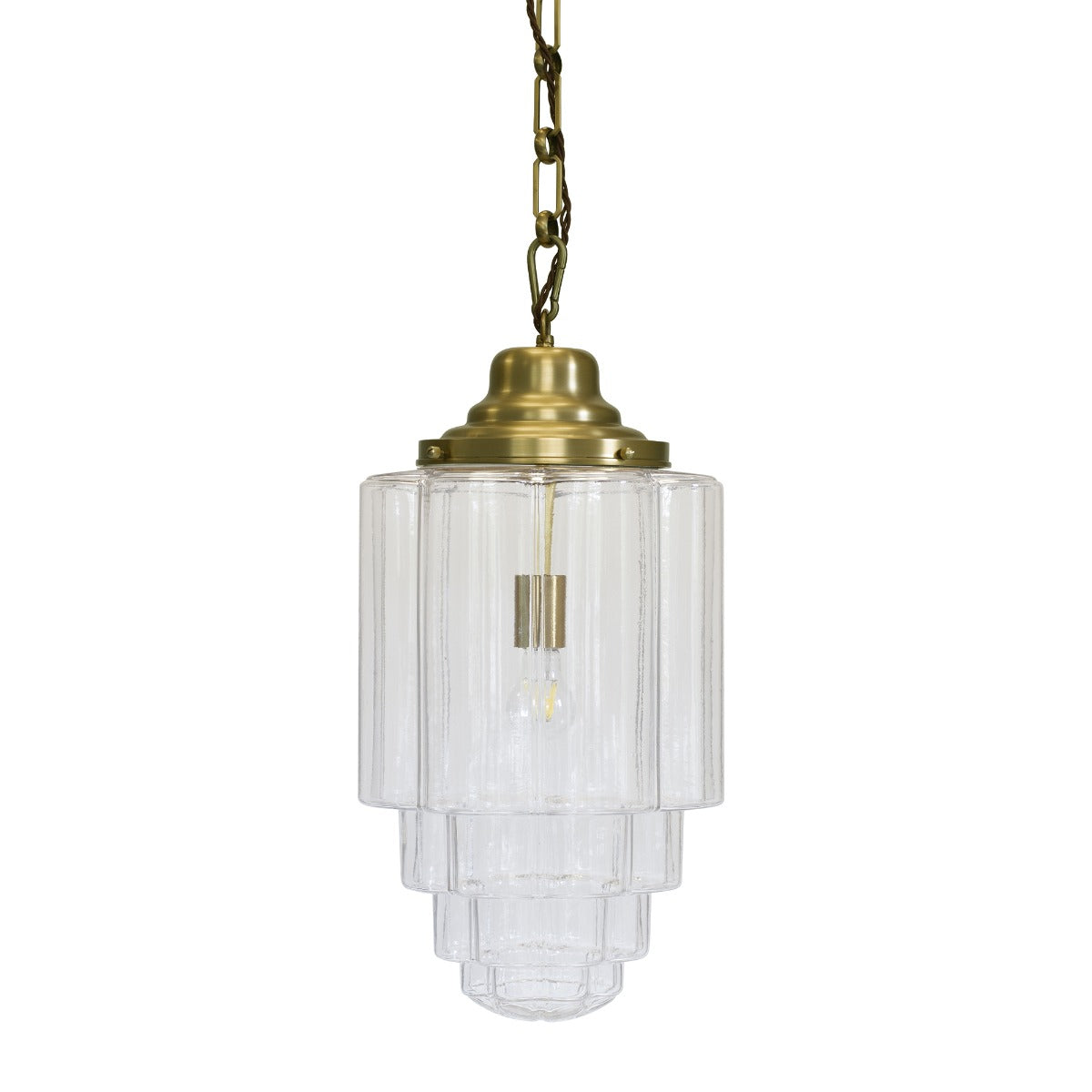 Glasshouse Lacquered Brass Clear Pendant