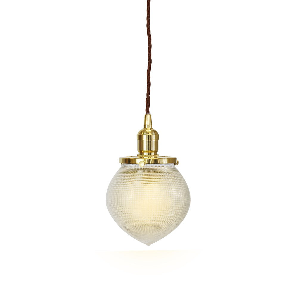Hollen Acorn Polished Brass Prismatic Glass Pendant