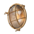 Carlisle Grid Prismatic Glass IP65 Lacquered Brass Bulkhead Wall Light