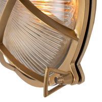 Carlisle Grid Prismatic Glass IP65 Lacquered Brass Bulkhead Wall Light