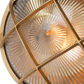 Carlisle Grid Prismatic Glass IP65 Lacquered Brass Bulkhead Wall Light