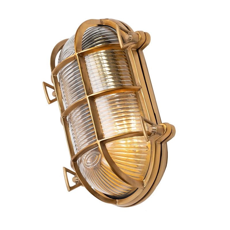 Flaxman IP65 Outdoor & Bathroom Lacquered Solid Brass Bulkhead Wall Light