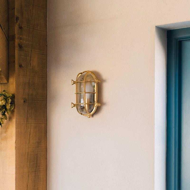 Flaxman IP65 Outdoor & Bathroom Lacquered Solid Brass Bulkhead Wall Light