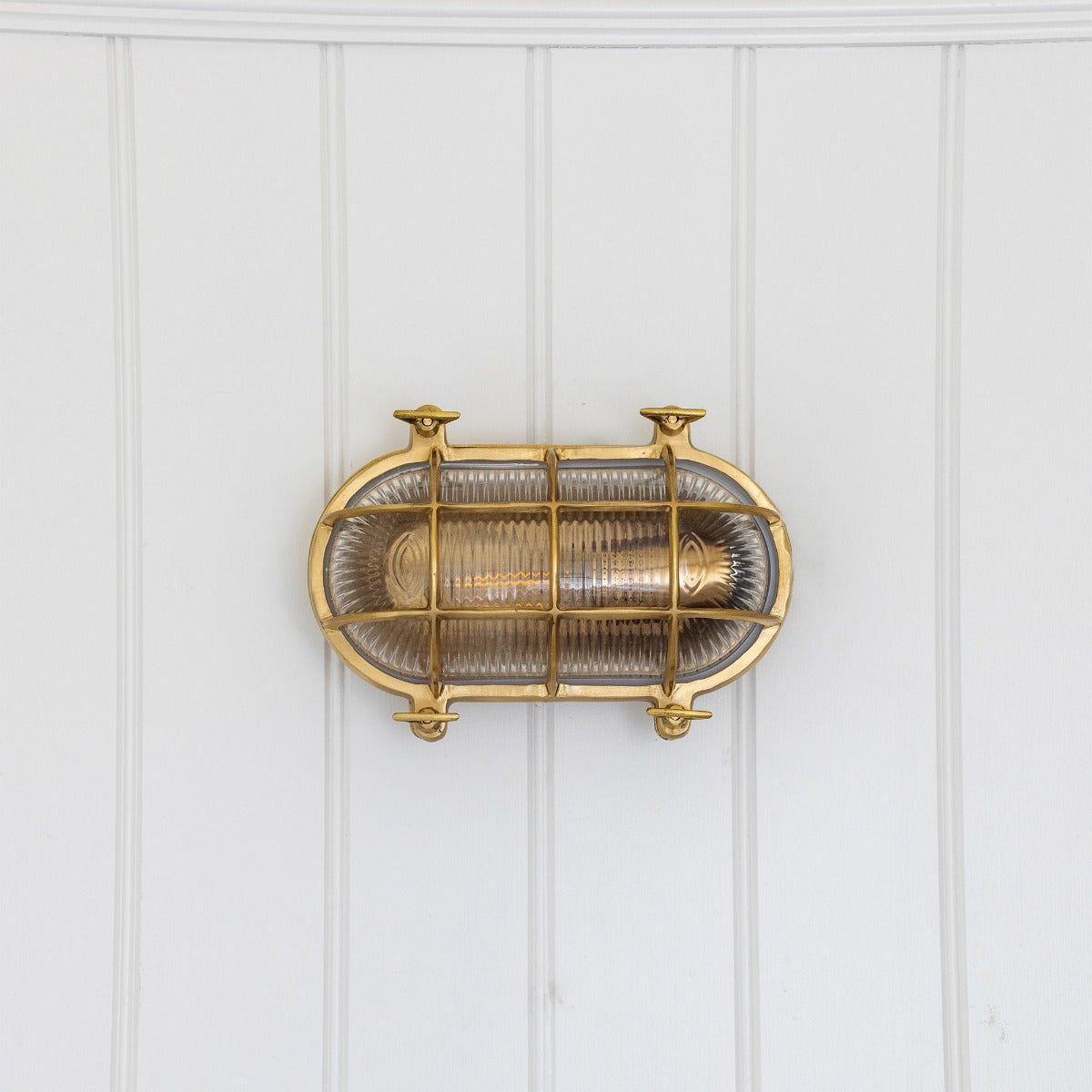 Flaxman IP65 Outdoor & Bathroom Polished Solid Brass Bulkhead Wall Light