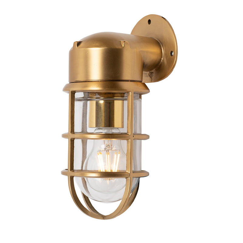 Kemp IP65 Outdoor & Bathroom Lacquered Solid Brass Wall Light