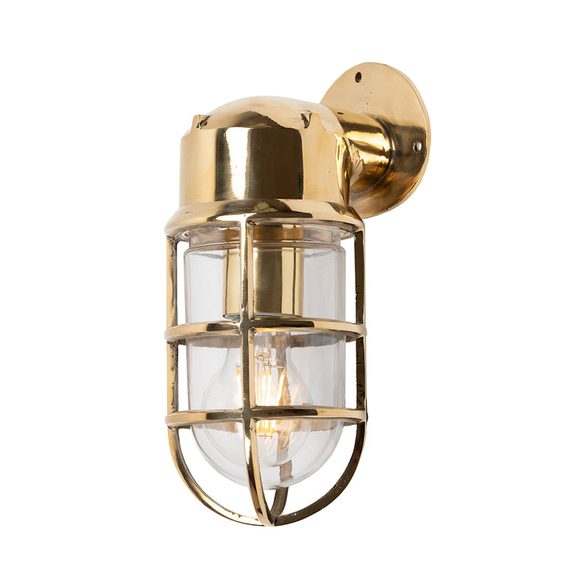 Kemp IP65 Outdoor & Bathroom Polished Solid Brass Wall Light