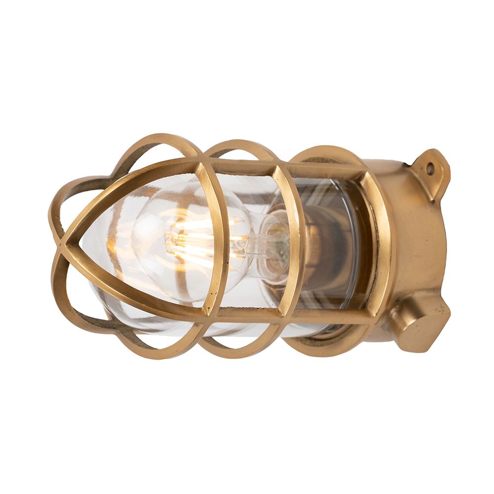 Kemp Grid IP65 Outdoor & Bathroom Lacquered Solid Brass Ceiling Light
