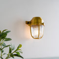 Hopkin IP65 Outdoor & Bathroom Prismatic Glass Lacquered Solid Brass Wall Light