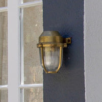 Hopkin IP65 Outdoor & Bathroom Prismatic Glass Polished Solid Brass Wall Light