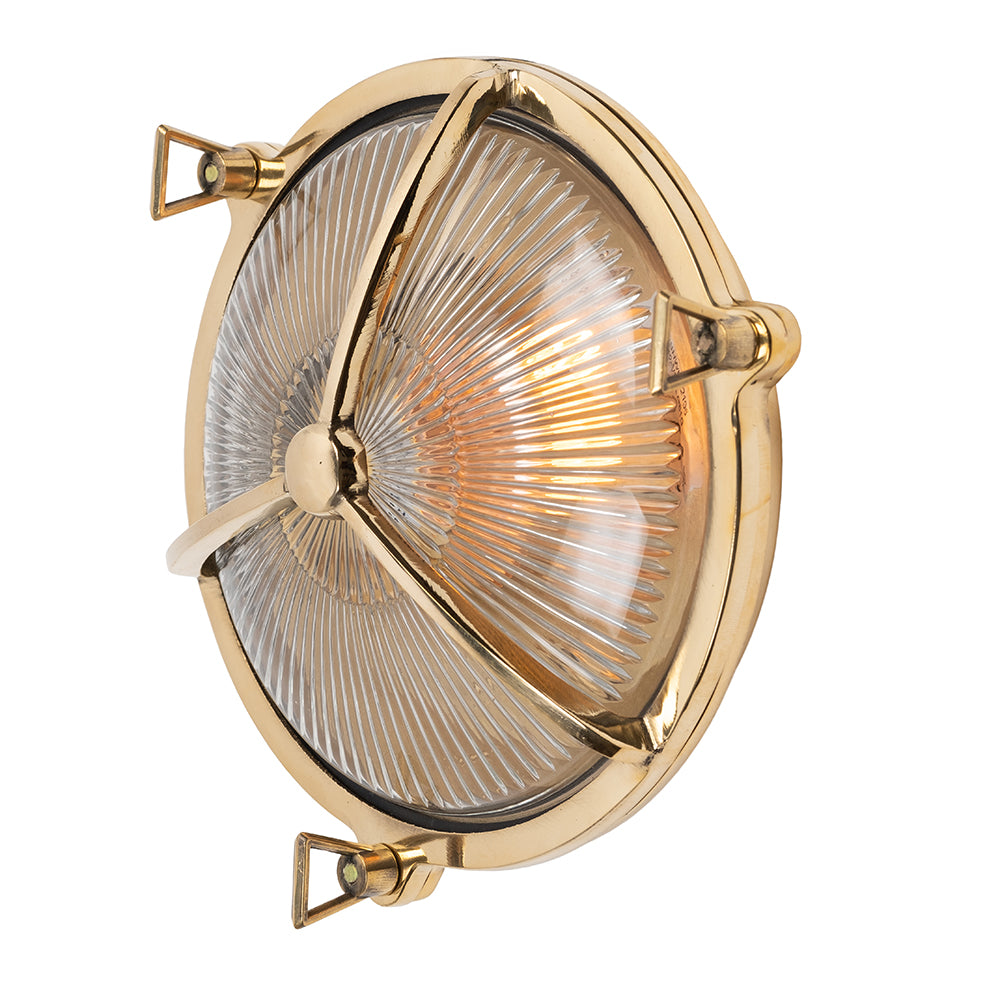 Carlisle Trine IP65 Polished Solid Brass Prismatic Glass Wall Light
