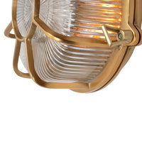 Carlisle Web Prismatic Glass IP65 Lacquered Brass Bulkhead Wall Light