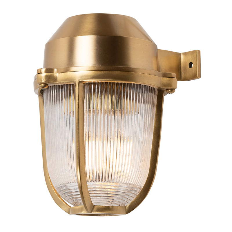 Hopkin IP65 Outdoor & Bathroom Prismatic Glass Lacquered Solid Brass Wall Light