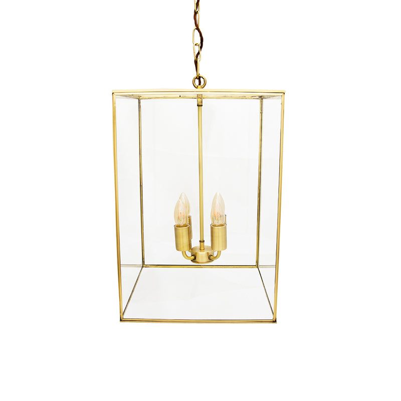 London Lantern Pendant Crossbar Medium Brass