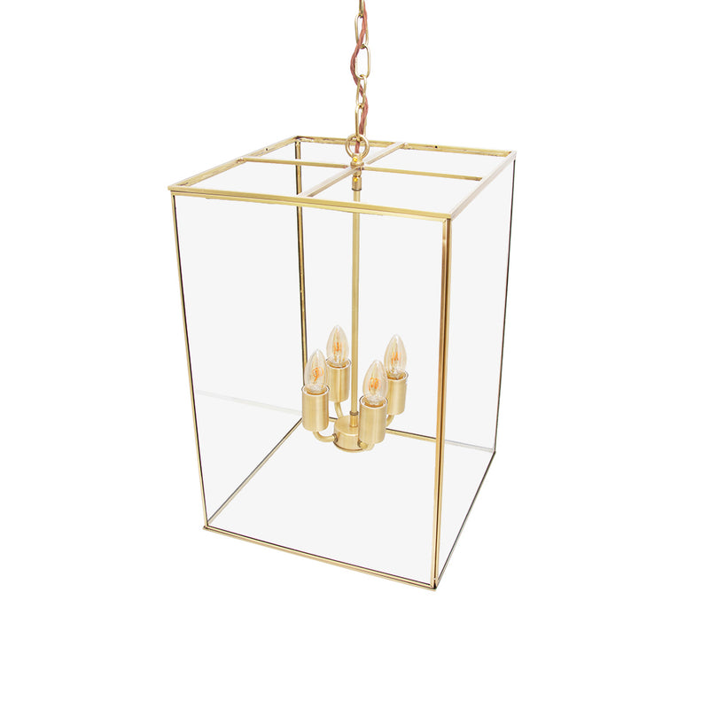 London Lantern Pendant Crossbar Medium Brass